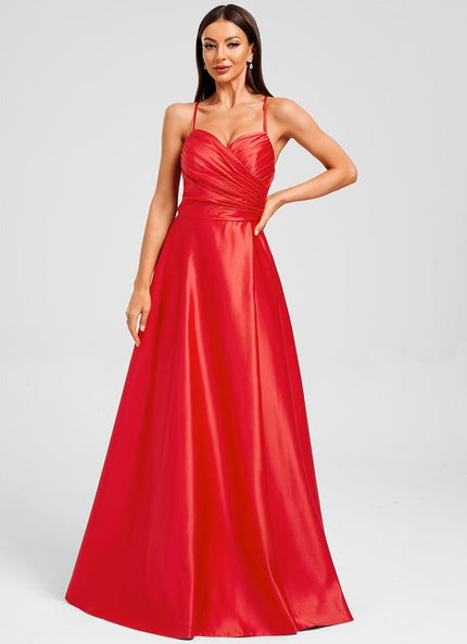 Robe de Soirée Satinée Rubis