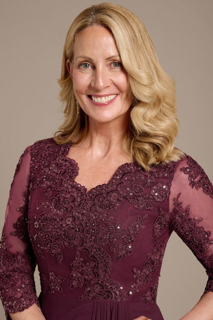 Robe de Soirée Élegante Prune - gallery 1