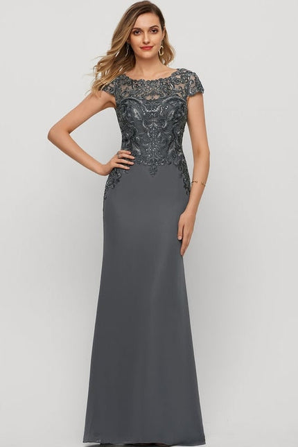 Robe de Soirée Satin Gris Perle