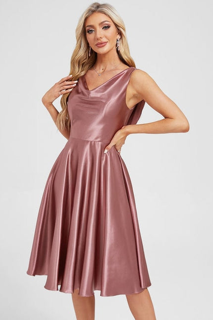 Robe de Soirée Satin Rose Chic