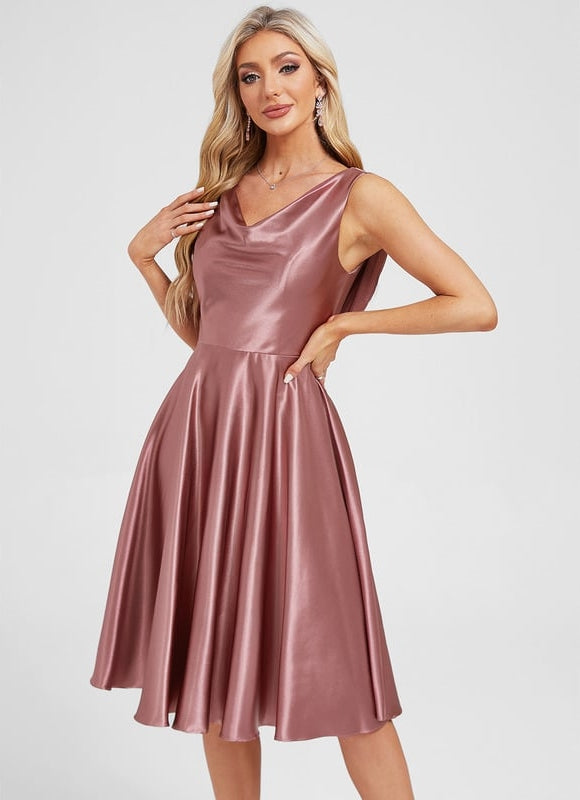 Robe de Soirée Satin Rose Chic