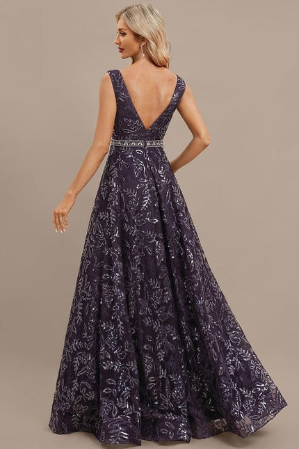 Robe de Soirée Violet Éclat Floral - gallery 6