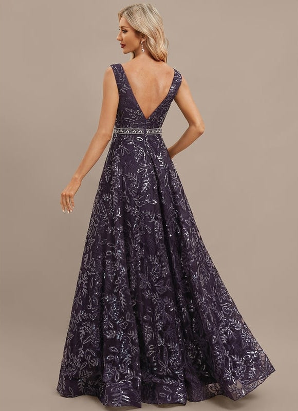 Robe de Soirée Violet Éclat Floral - gallery 6