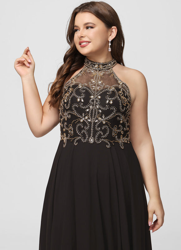 Robe de Soirée Longue Noire Brodée Perles Paillettes - gallery 8