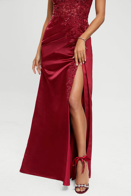Robe de Soirée Satin Rubis Élancé - gallery 2