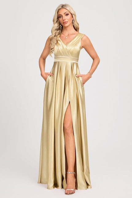 Robe de Soirée Dorée Fluide - gallery 2