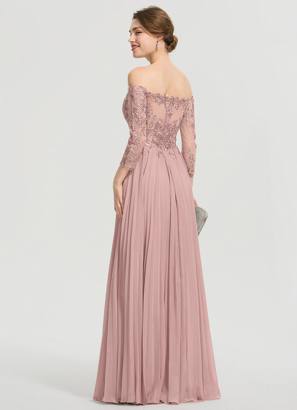 Robe de Soirée Satinée Rosée - gallery 1