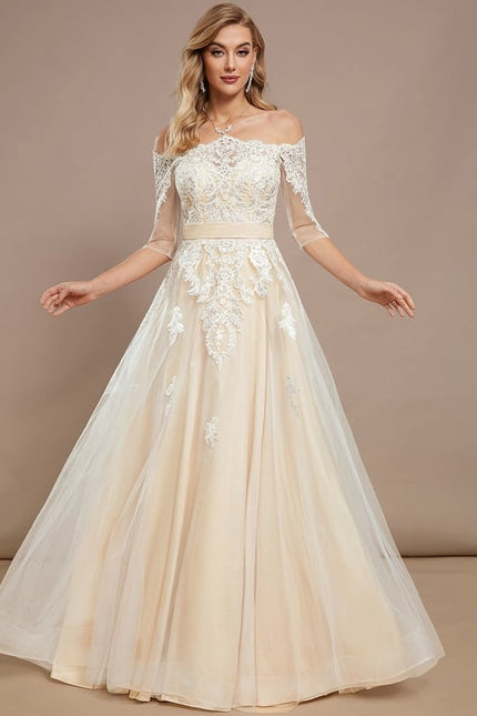 Robe De Soirée Beige Paillette