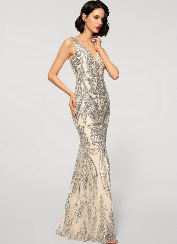 Robe de Soirée Émeraude Scintillante