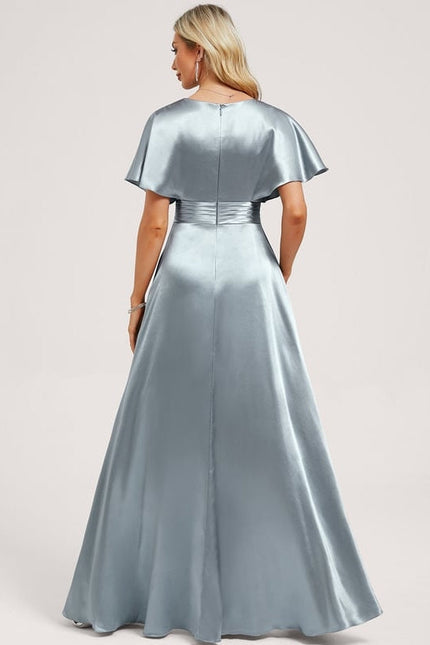 Robe de Soirée Satin Vert Pâle - gallery 4