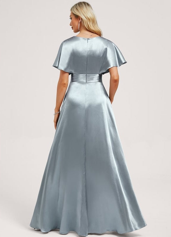 Robe de Soirée Satin Vert Pâle - gallery 4
