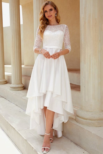Robe De Soirée Asymétrique Blanche - gallery 3