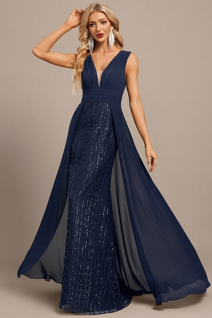 Robe de Soirée Élégance Marine Pailletée - gallery 3