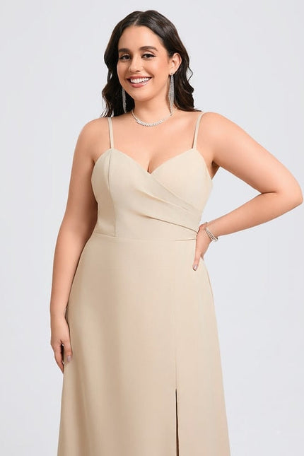 Robe de Soirée Mousseline Beige - gallery 8