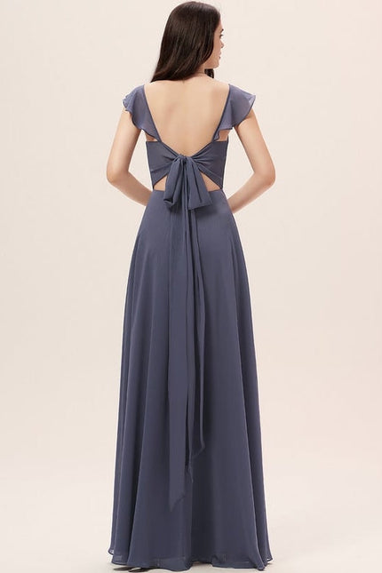 Robe de Soirée Mousseline Beige - gallery 3