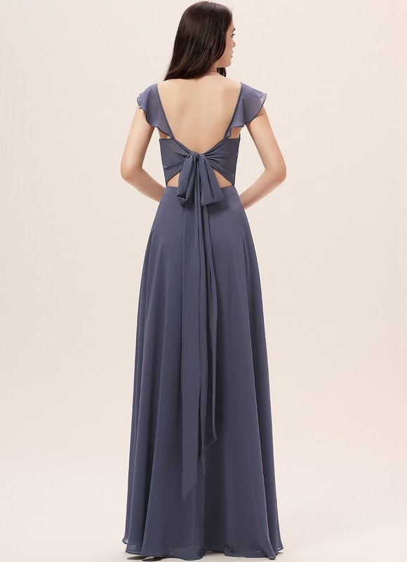 Robe de Soirée Mousseline Beige - gallery 3