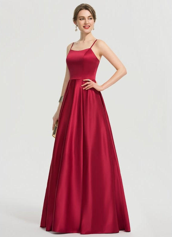 Robe de Soirée Satin Vert Pâle - gallery 2