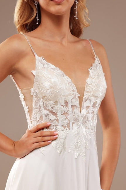 Robe de Soirée Élégance Plume Blanche - gallery 1