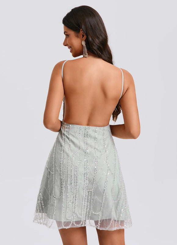 Robe de Soirée Pailletée Mint - gallery 1