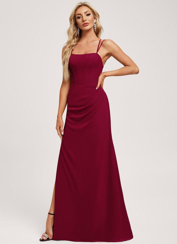 Robe de Soirée Mousseline Rubis - gallery 1