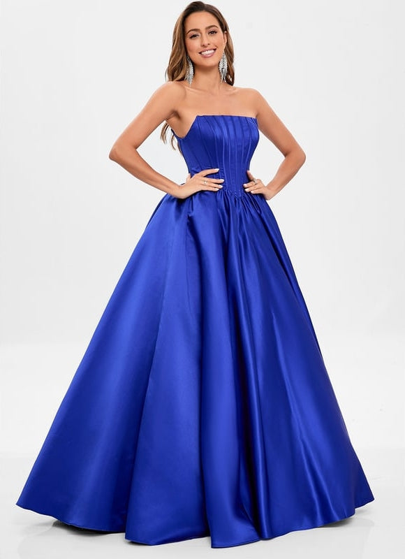 Robe de Soirée Satin Luxe Bleu - gallery 3