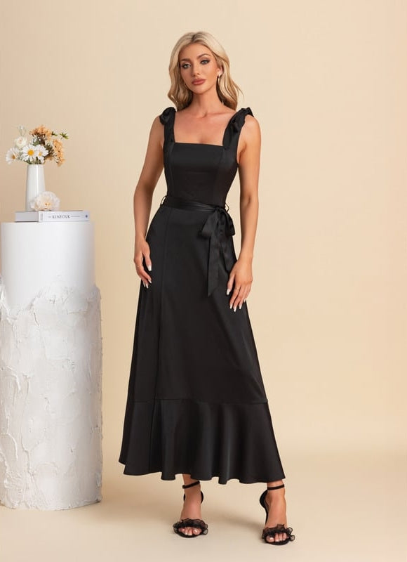 Robe de Soirée Satin Sombre Chic - gallery 1