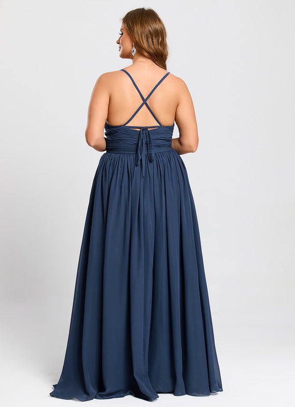 Robe de Soirée Mousseline Beige - gallery 8