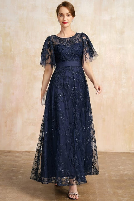 Robe de Soirée Élégance Marine Dentelle - gallery 3
