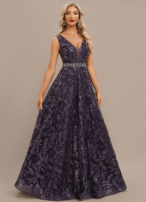 Robe de Soirée Violet Éclat Floral - gallery 5