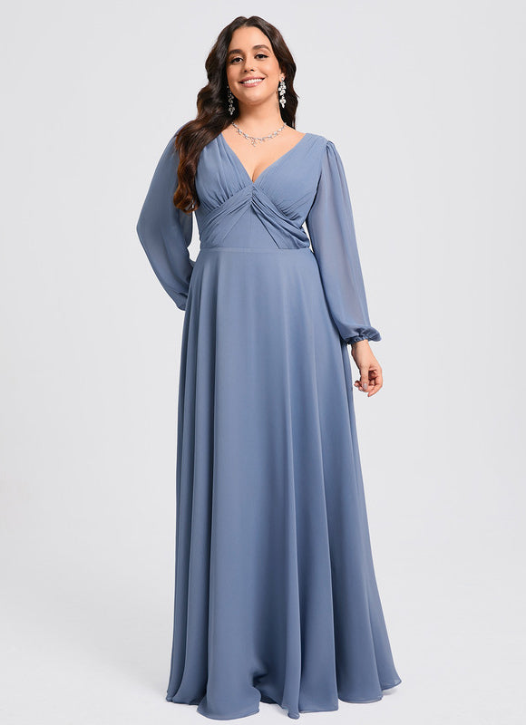 Robe de Soirée Mousseline Beige - gallery 9
