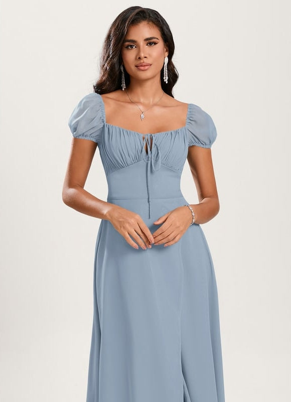 Robe de Soirée Fluide Vert Deau - gallery 5