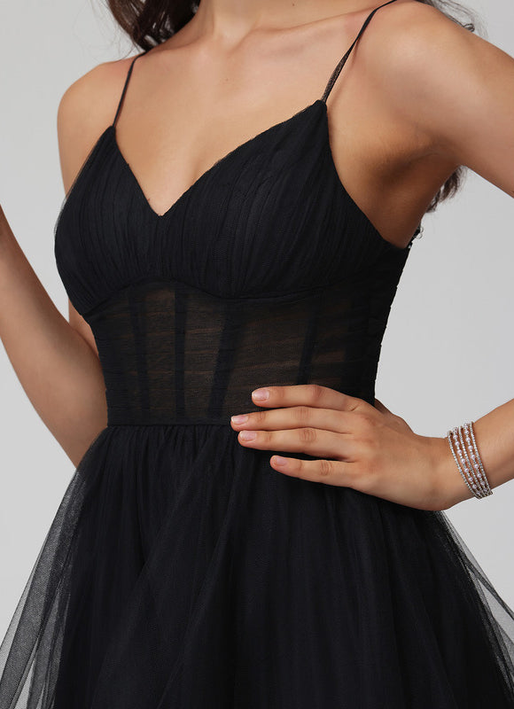 Robe de Soirée Noir Tulle Élégant - gallery 9