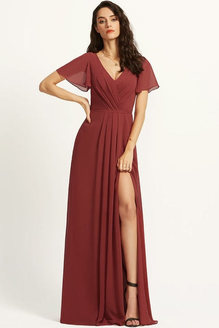Robe de Soirée Mousseline Beige