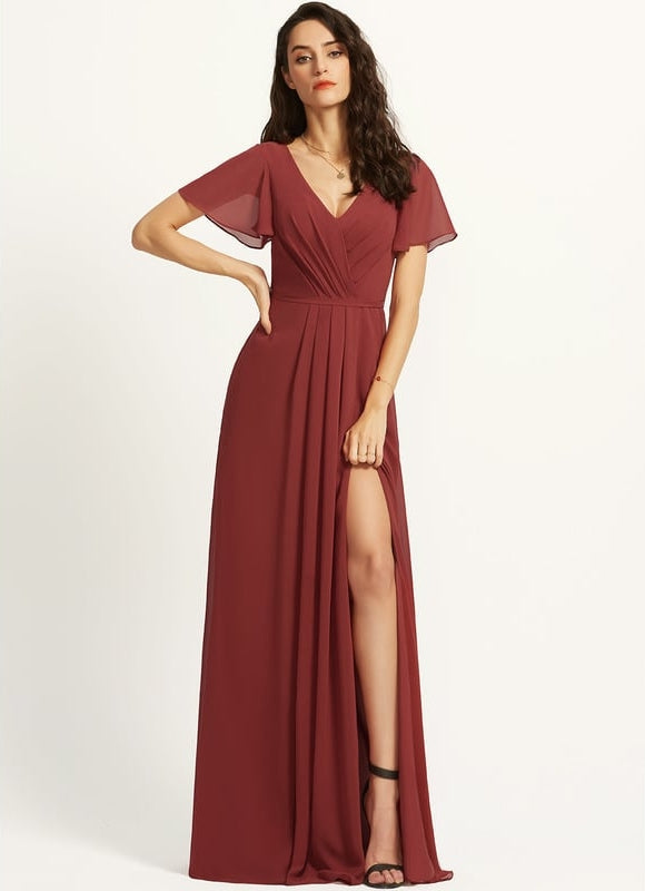 Robe de Soirée Mousseline Beige
