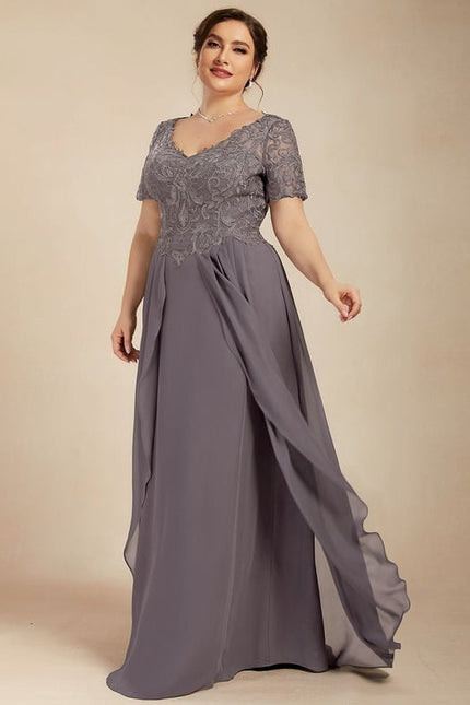 Robe de Soirée Élégance Grise Fendue - gallery 9