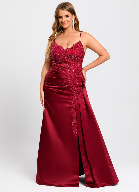 Robe de Soirée Satin Rubis Élancé - gallery 7