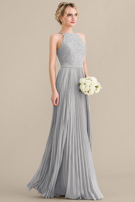 Robe de Soirée Gris Éthéré Plissé - gallery 9