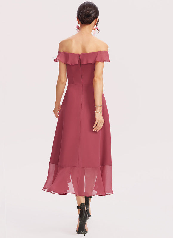 Robe de Soirée Mousseline Marine - gallery 4