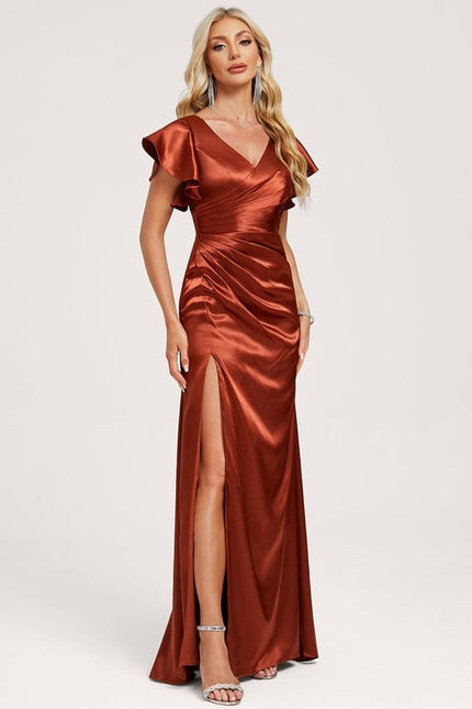 Robe de Soirée Satin Vert Pâle - gallery 3