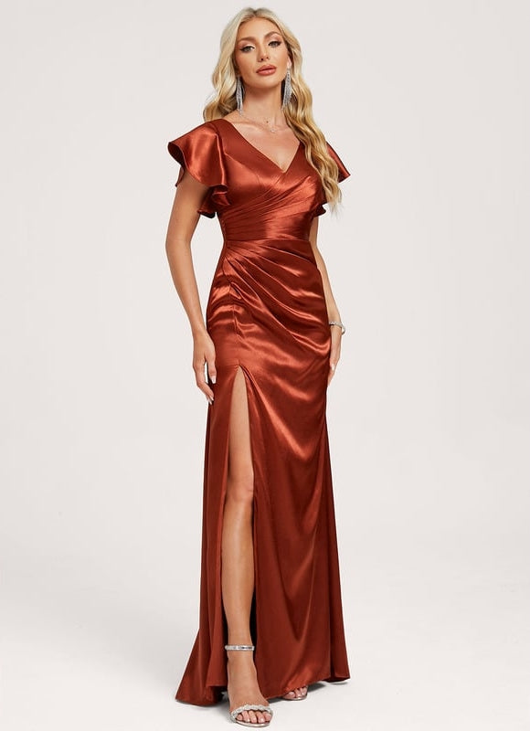 Robe de Soirée Satin Vert Pâle - gallery 3