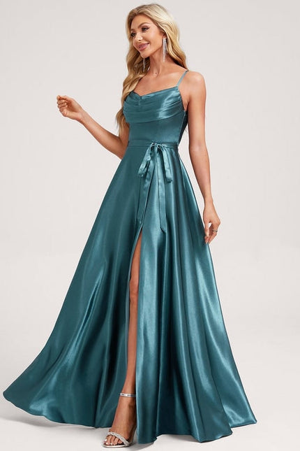 Robe de Soirée Satin Ras Du Sol - gallery 2