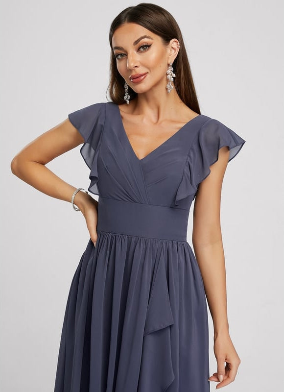 Robe De Soirée Mousseline Rouge - gallery 1