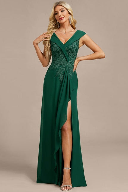 Robe de Soirée Émeraude Drapée - gallery 3