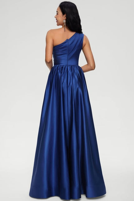 Robe de Soirée Bleu Satiné - gallery 1