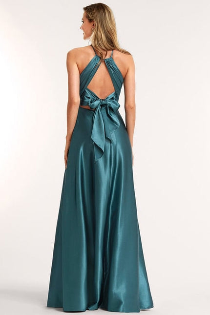 Robe de Soirée Satin Bleu Clair - gallery 6