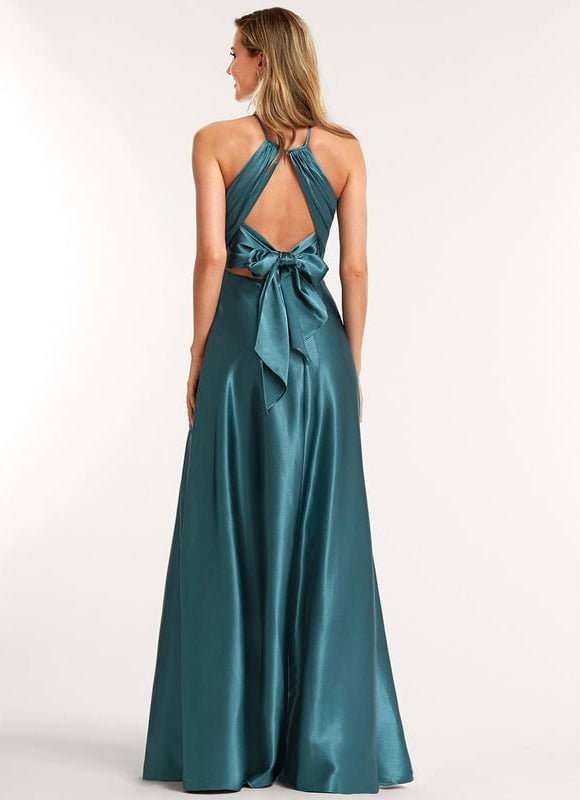 Robe de Soirée Satin Bleu Clair - gallery 6