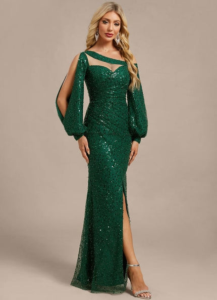 Robe de Soirée Scintillante Verte
