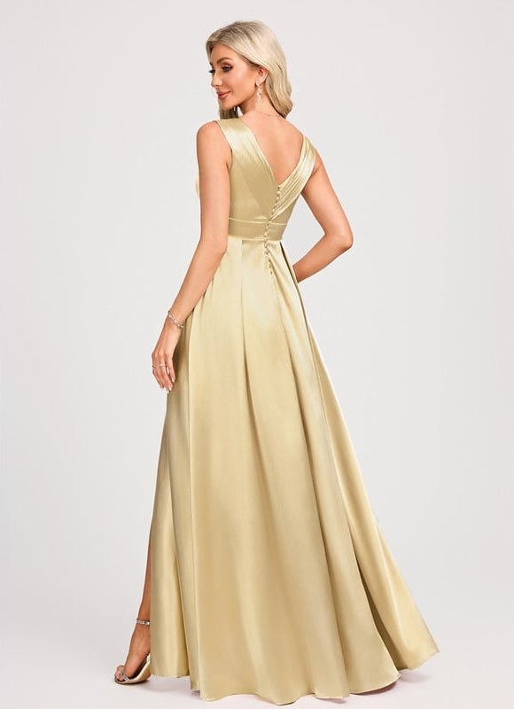 Robe de Soirée Dorée Fluide - gallery 4