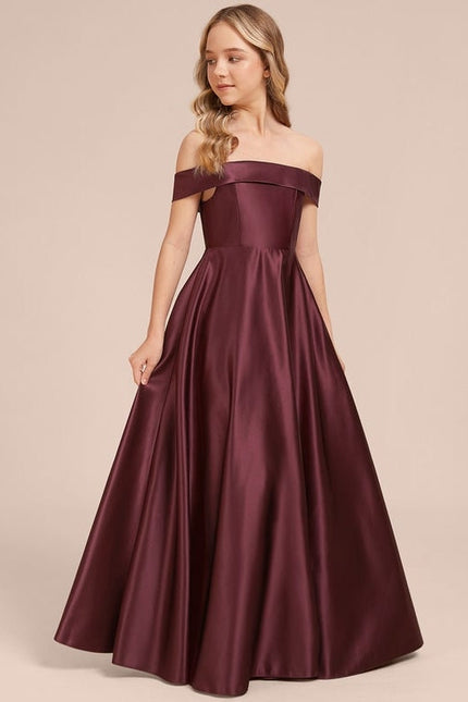 Robe de Soirée Satin Bordeaux - gallery 2