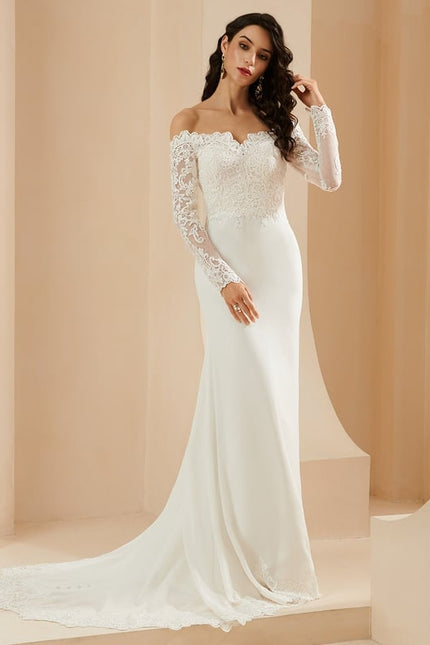 Robe de Soirée Écrue Dentelle - gallery 1